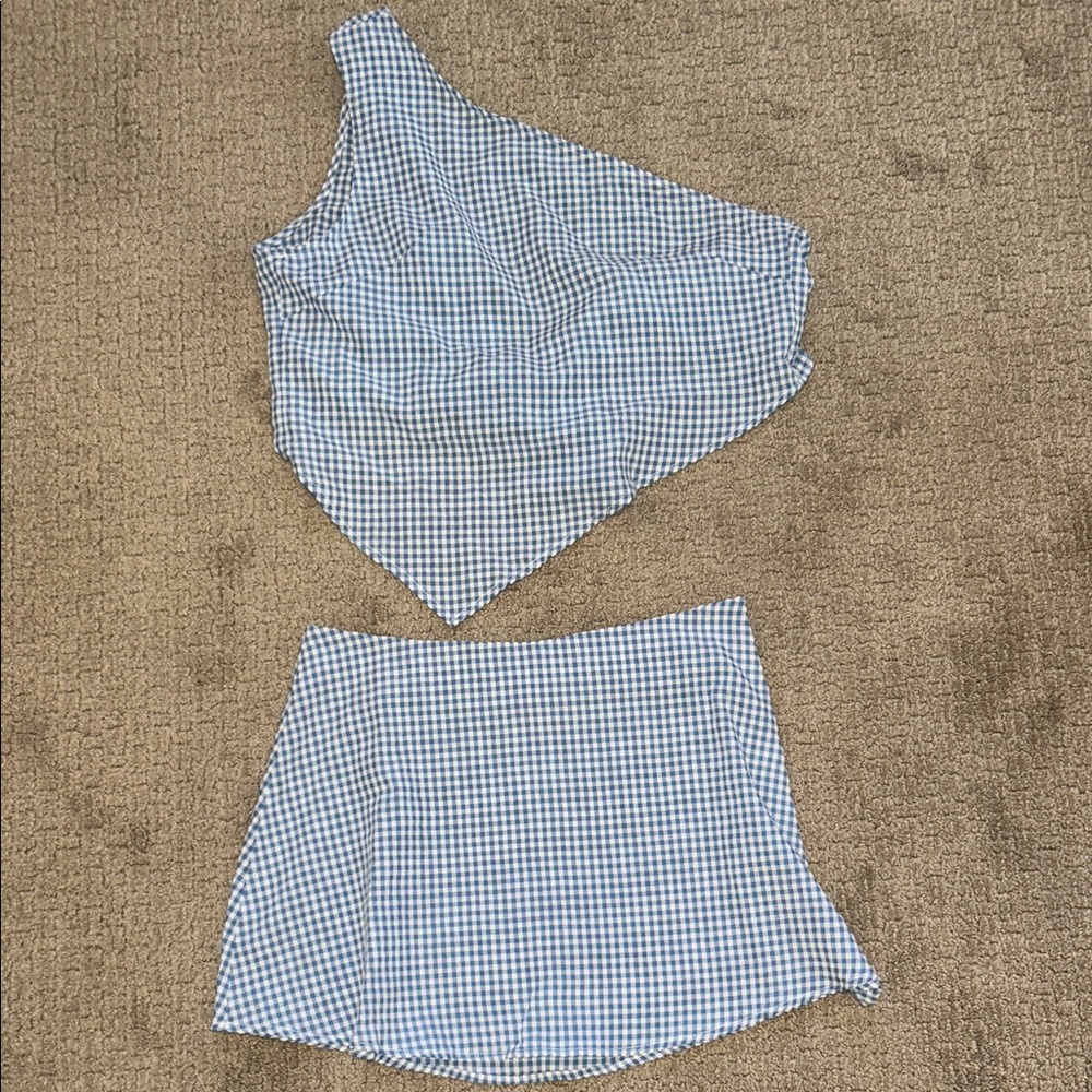Princess Polly Blue and White Checkered Set